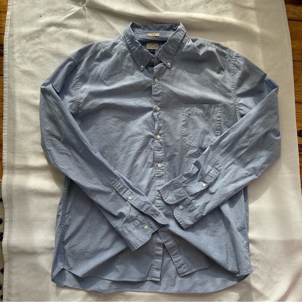 J. Crew Men's Slim Pale Blue Oxford Button-Down Shirt